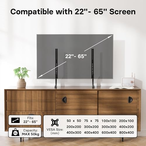 Miniatura 5 de Bontec Soporte Tv Pie Universal Ajustable De 3 Niveles Para Pantallas De Lcd Led Oled 22 -65 , Soporte Pie Tv Con Capacidad De Hasta 50 Kg, Máx Vesa 800x400mm
