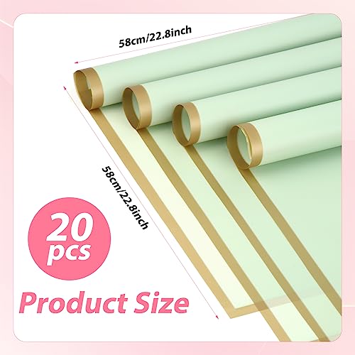 LUTER 20 folhas de papel de embrulho de flores, 58 x 58 cm, papel de embrulho de buquê de flores, im
