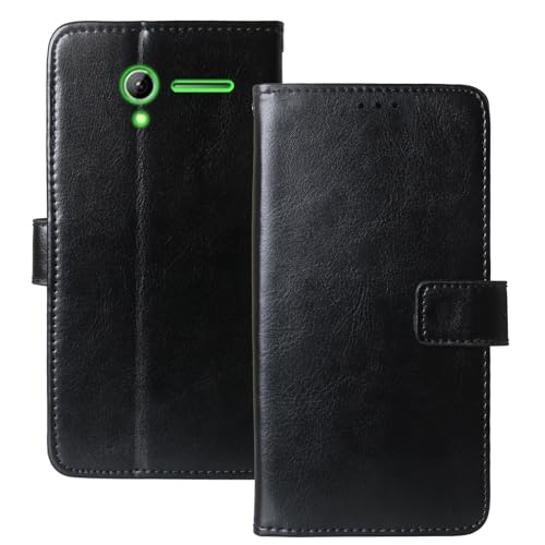 Image of Anybird Book Stand Premium Retro Business Flip Leather Protector Case For Alba ACF28 2G 2.8" Magnetic Card Slot Wallet Protective Bumper Folio Pouch (Black)