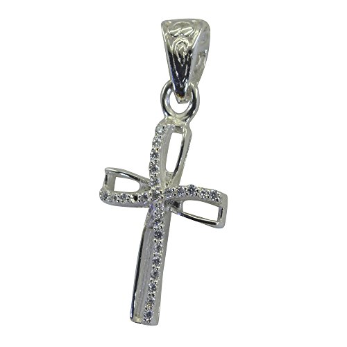 Pendentif d'exception croix en argent massif et oxydes CZ scintillants