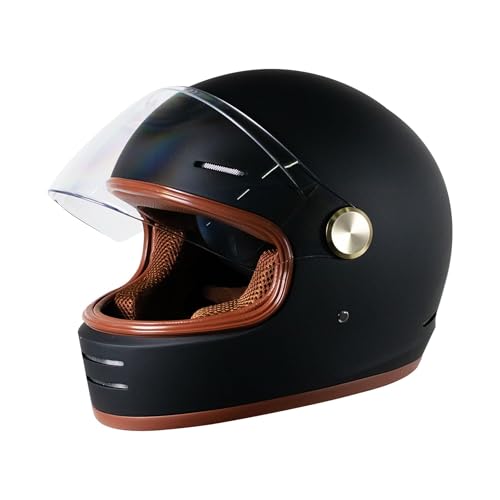 Loyoriwy DOT Retro Vintage Full Face Motorcycle Helmet，Classic Design for Men Women