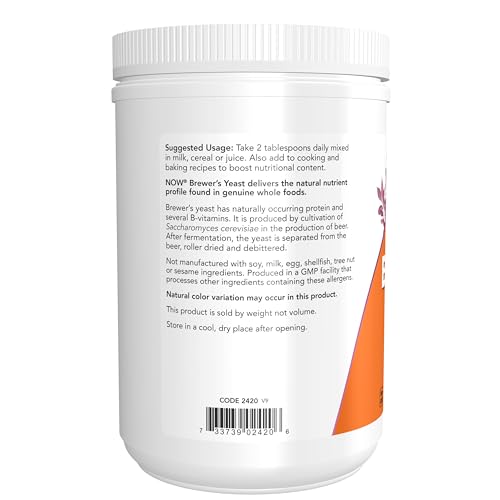 Image of NOW Foods Supplements, Brewer's Yeast Powder with Naturally Occurring Protein and B-Vitamins, 1-Pound (Pack of 12)