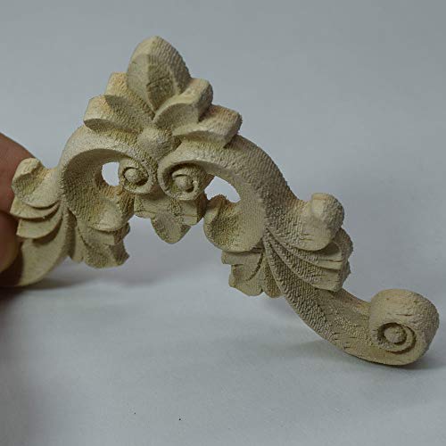 Apliques de madera tallada Onlay de 2 piezas para decorar esquinas de muebles en carpintería 6