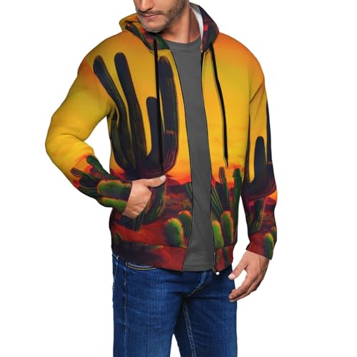 JGHHOUN Felpa con cappuccio da uomo con stampa di cactus