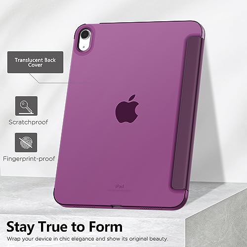 Image of MoKo for iPad (A16) 11th Generation Case 11 Inch 2025, iPad 10th Generation Case 10.9 Inch 2022, Slim Stand Hard PC Translucent Back Shell Smart Cover, Support Touch ID, Auto Wake /Sleep, Deep Purple