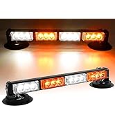 OPPBUY 14.2'' Amber White Wireless LED Rooftop Strobe Beacon Light Bar with Magnetic Base,Recharg...