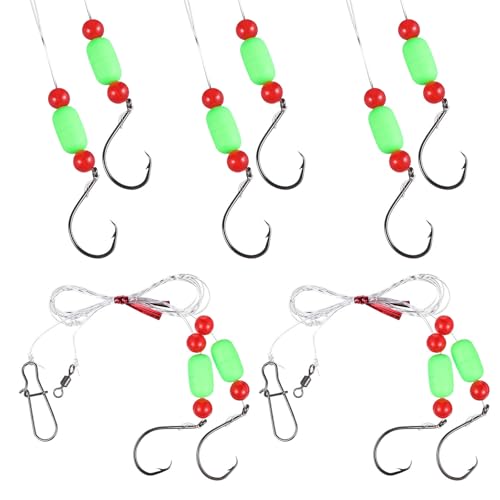 5pcs Pompano Fishing Beads Surf Rigs with High Carbon Steel Hooks