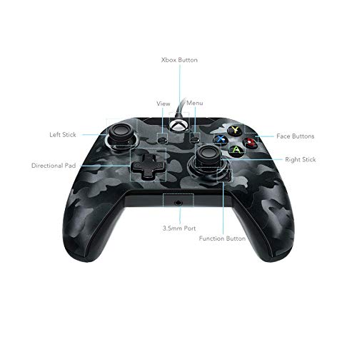 PDP Gaming Deluxe Wired Controller: Phantom Black - Xbox One, Xbox One X, Xbox One S
