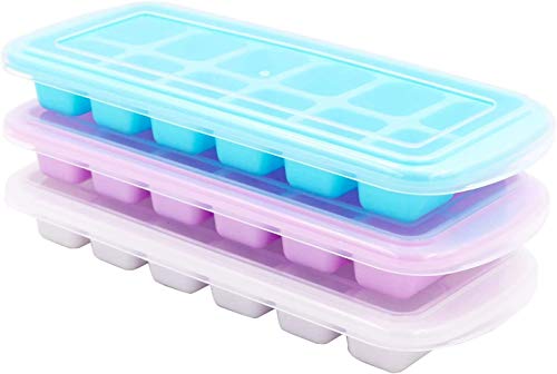 3 Packs Ice Cube Trays,Easy Release Ice Cube Tray Make 36 Ice Cubes,Odor Free Stackable Ice Tray with Clear Removable Lids