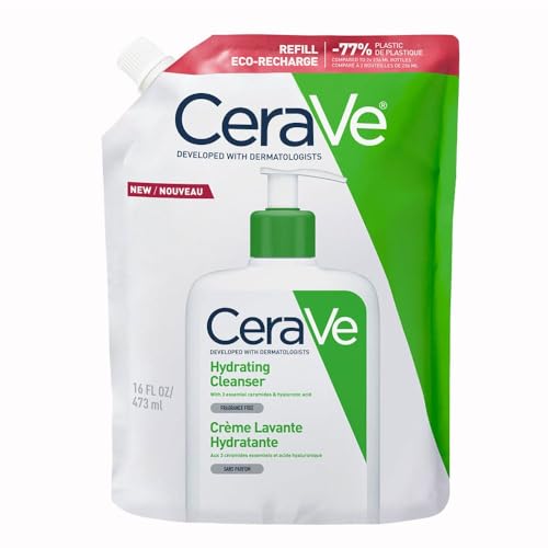 CeraVe - Gel Limpiador Hidratante, Para Piel Normal a Seca, Limpia e Hidrata, Equilibrio de la Piel, Con Ceramidas Esenciales y Ácido Hialurónico, Apto para Rostro y Cuerpo, 473 ml - Refill
