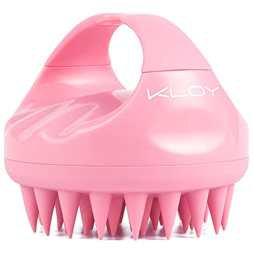 KLOY Hair Scalp Massager Shampoo Brush with Soft Silicone Bristles (Pink)