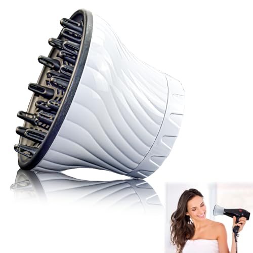 SLTAXAR Difusor Universal Para Secador Difusor Para Secador de Pelo Rulos Difusor Pelo Rizado Blanco Para Pelo Rizado u Ondulado Difusor de Secador de Pelo Seca Más Rapido, Ajustable 1.4-3in