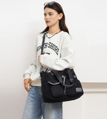 Women's Multi-Functional Tote Purse - Large Nylon Shoulder Bag with 9 Pockets for Work, Travel & Nursing