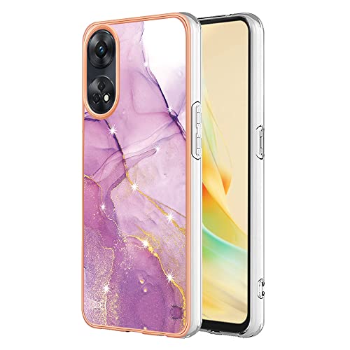 WBWONE Funda para OPPO Reno 8T 4G(Reno8 T), Carcasa Borde de Silicona TPU Resistente a los Golpes Case Protectora con Patrón Pintado - Púrpura Claro