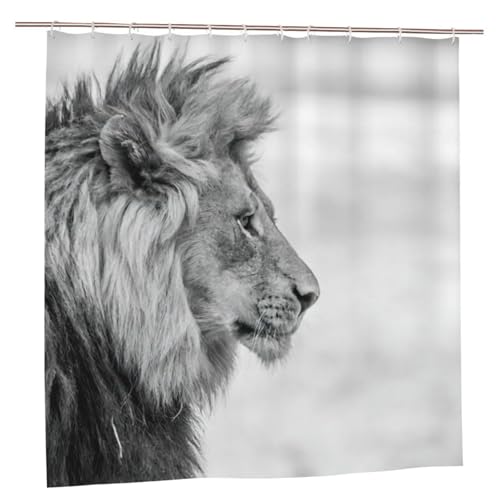 Rideau de douche bouton-pression lion sauvage polyester lavable
