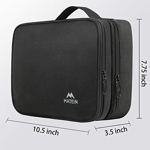 MATEIN Kabeltasche Groß, Kabeltasche Organizer mit DREI Verschiedene Fächer, Tragbarer Kabel Organizer Tasche für Ladekabel, Ladestecker, Kable Tasche für Handy, Lagerung, Reise, Tablet, Schwarz