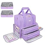 Nail Polish Organizer Holds 80 Bottles and a Nail Lamp,Nail Polish Carrying Case with 2 Removable Bags,Nail Organizers and Storage for Nail Tech,Portable Nail Polish Holder for Nail Supplies,Purple
