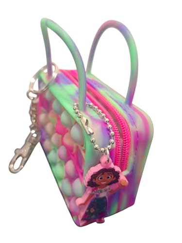 Kids Multicolor Tie-Dye Mini Coin Purse with Character Charm, Pink Zipper3