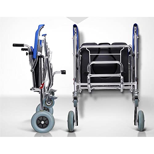 Fauteuil roulant de douche pliant avec accoudoir reglable et seau amovible