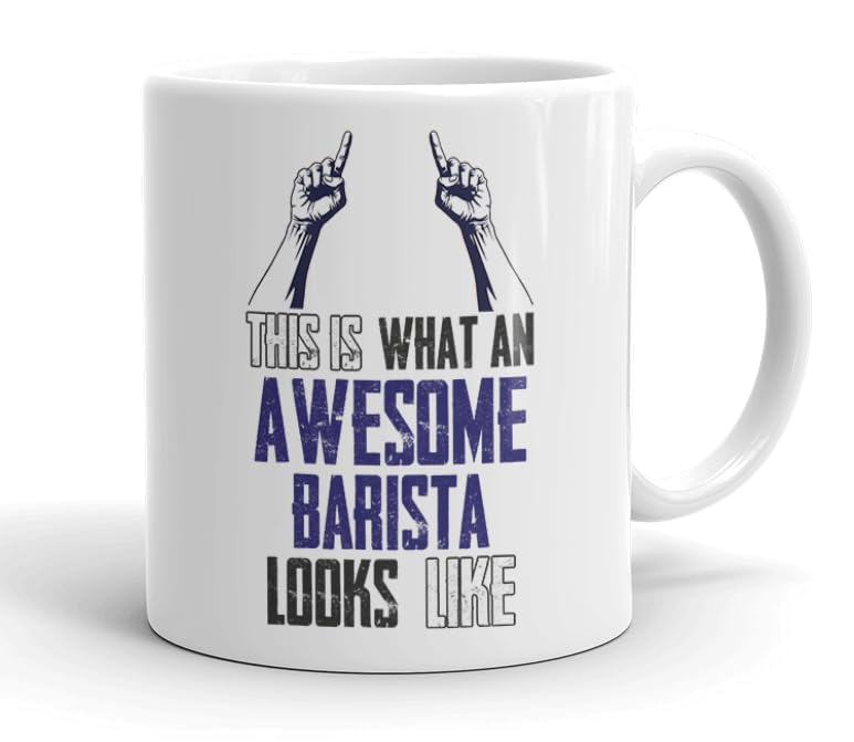 VIROSA Funny Barista Mug – “This is What an Awesome Barista Looks Like” – Gift for Coffee Lovers – 11oz Ceramic Mug