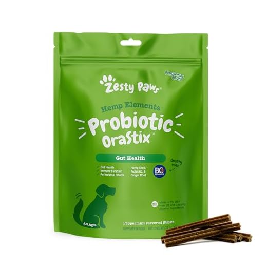 Zesty Paws OraStix for Dogs - Probiotic Sticks with Hemp Seed Curcumin Ginger Root Taurine - Supports Gut Function Flora Immune System Proprietary Healthy Teeth Gum Blend - 25oz