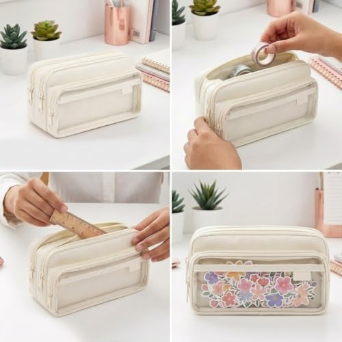 Image of Zibuyu Large Capacity Pencil case with 4 compartments Pencil Pouch for Girl