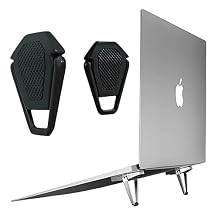 Portable Invisible Laptop Stand - 2PCS Zinc Alloy Laptop Mini Stand Heat Dissipation Pad, Laptop Lifter for 12-20 Inch Laptops Black