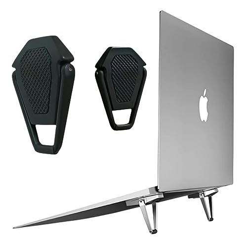 MIYKUISH Portable Invisible Laptop Stand - 2PCS Zinc Alloy Laptop Mini Stand Heat Dissipation Pad, Laptop Lifter for 12-20 Inch Laptops (Black)