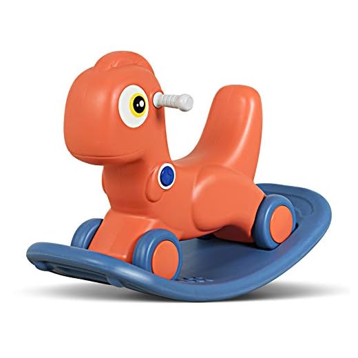 Uenjoy 3 in 1 Kids Rocking Horse - Sliding Toy with Balancing Board Ride for Kids Ages 2-5 Years Old, Easy Set Up Baby Playset Animal Dog Rocker for Indoor and Outdoor, Orange