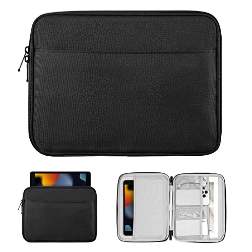 TiMOVO 9-11 Inch Tablet Sleeve Case for iPad 10.2 2021-2019,iPad Air 5/4 10.9, iPad 10th Generation 2022, iPad Pro 11 2022-2018, Galaxy Tab S9/S8/A8/A7 2023, iPad Carrying Case with Pockets,Black