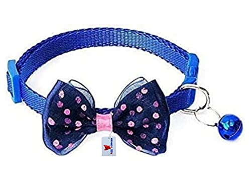 Image of Cat Collars I Color Full with Bell and I Bow Kitten and Small Dogs I Soft Adjustable Collar Safe I Solid and Protection for I Cats and Puppies Cute with Bow Design I (Color May Vary) (Blue)