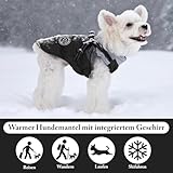 Savlot Wasserdichter Hundemantel Winter Warme Jacke Winddichte Haustierkleidung Hundejacke Outfit für kleine mittelgroße Hunde mit Geschirr Reflektierende Hundemäntel XS