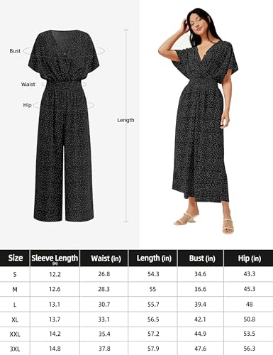Slowcolin Women'S Summer Casual Jumpsuit Chiffon Floral Short Sleeve Romper V Neck High Waist Wide Leg Pants With Pockets 2024 thumb #4