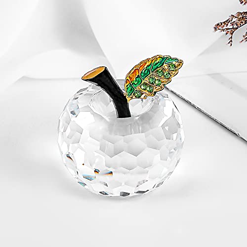 50Mm/1.97In Crystal Apple Figurine Home Decor Handmade Premium Healing Crystal Statue Paperweight Ornament Collectible Crafts, Come With Gift Box, Ideal Gift For Wedding Birthday Christmas (Clear) #TOP2