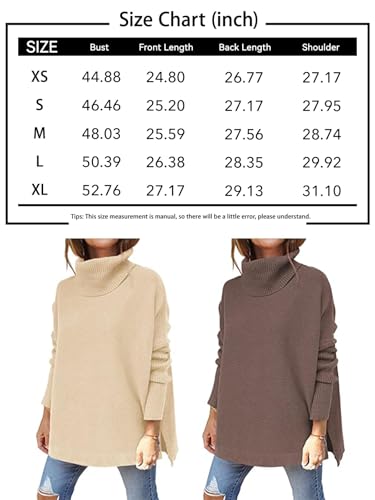 Lillusory Sweaters For Women Turtleneck Oversized Cashmere 2024 Pullover Long Mock Batwing Tunic Trendy Clearance Clothes Black thumb #5