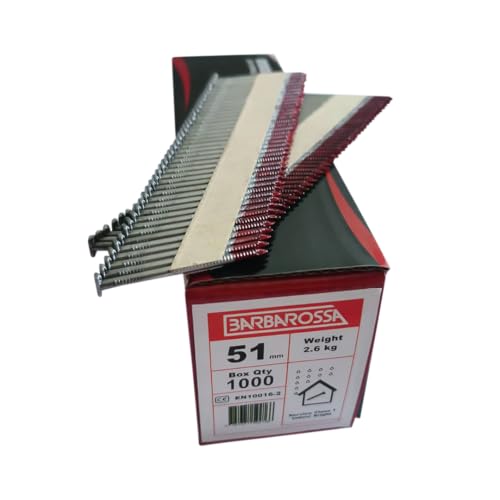 Barbarossa 1st Fix (51mm - 90mm) Galvanised collated framing Nails for Cordless nailers (51mm Bright)