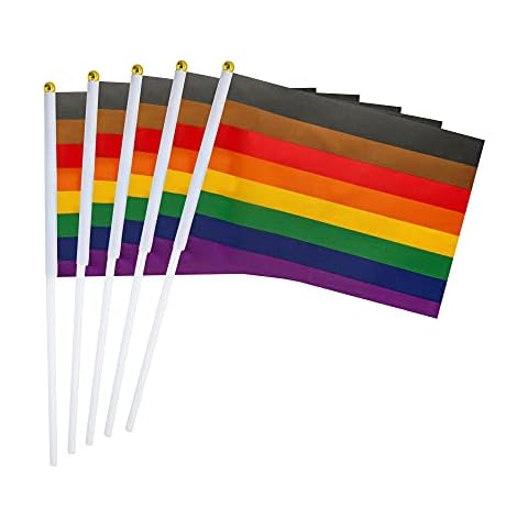 Kind Girl 50 Pack Philadelphia Rainbow Pride Flag Small Mini Flag Hand Held Flag Stick Flag USA American Rainbow Flag,Philadelphia Party Decorations Supplies for Parades,Rainbow Festival Cover