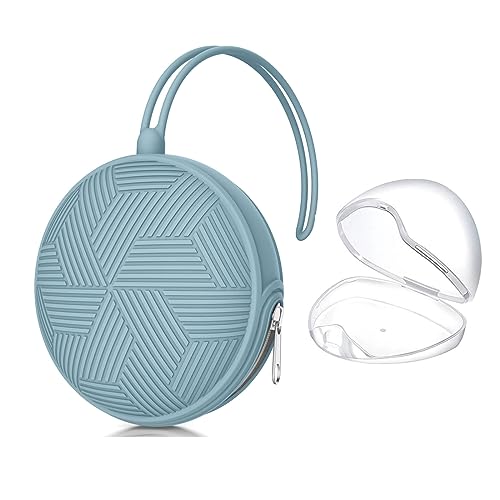 Image of Smlpuame Pacifier Holder Case,BPA Free Portable Pacifier Storage Container,Silicone Baby Pacifier Cover Pouch for Diaper Bag Stroller,Travel Outdoor Activities,Easy to Clean(Blue)