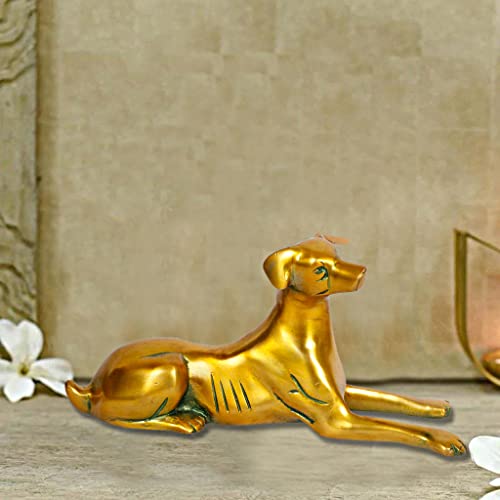 Statue de chien assis en laiton finition dorée d'artisanat