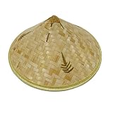 Amagogo Chapeau en bambou, artisanat oriental vietnamien, pour la plage, l'extérieur, l'été, l'agriculture, Motifs de Feuilles