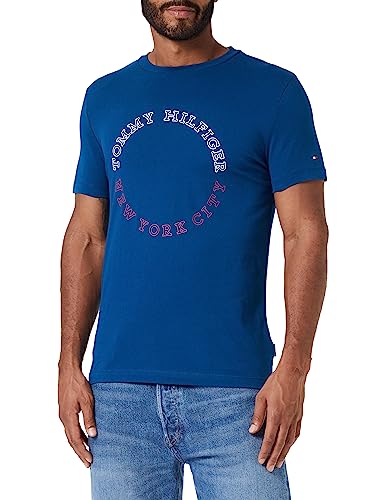 Tommy Hilfiger Hombre Camiseta Manga Corta Cuello Redondo, Azul (Deep Indigo), 3XL