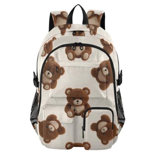 Image of Laptop Backpacks Cartoon Cute Brown Teddy Bookbags for Teen Boys 17.5 inch