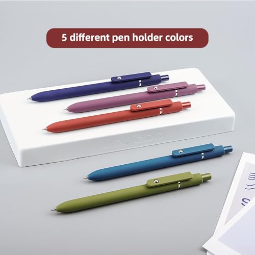 Image of UIXJODO Gel Pens, 10 Pcs 0.5mm Black Ink Pens Fine Point Smooth Writing Pens with Silicone Grip, High-End Series Metal Clip Retractable Pens for Journaling Note Taking (10 Pcs Vintage)