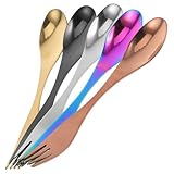 Fourchettes et cuillères en acier inoxydable : fabriquées dans un matériau , cuillère-fourchette multi-usages