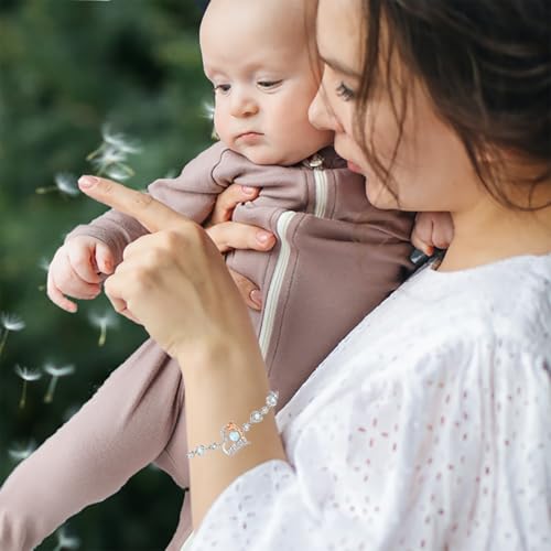 FANCIME Mom Birthstone Bracelet for Women Rose Heart Bracelet Mother’s Day Gift Jewelry Gifts for Grandmother Wife, 9 Inches Adjustable4