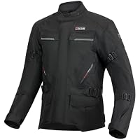 CURVE Chaqueta moto Boron Waterproof negra, espaldera,