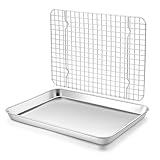 Baking Sheet with Wire Rack Set (1 Pan+1 Rack), Homikit 12' x 10' Stainless Steel Quarter Sheet Pan with Grid Cooling Rack for Toaster Oven Roasting, Metal Bacon Cookie Trays Nonstick Jelly Roll Pan