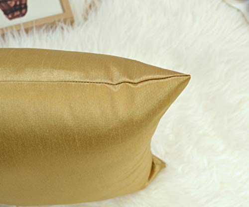 Aiking Home 20X20 Inches Faux Silk Square Throw Pillow Cover, Zipper Closure, Brass (Set Of 2) #TOP3