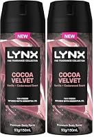 Lynx Men's Cocoa Velvet Premium Deodorant Body Spray 150 ml (Pack of 2)