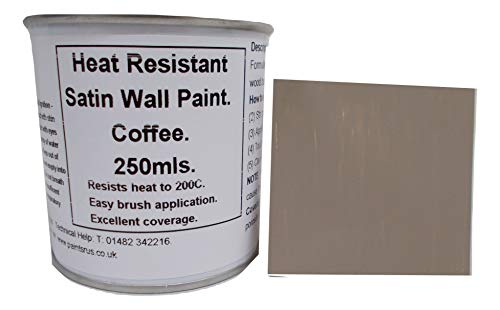 250ml Satin Coffee Heat Resistant Wall Paint. Wood Burner Stove Alcove. Brick, Concrete, Plaster, Cement Board, Rendering, Metal, Timber Timber and simlar Building Materials. Cream/Brown.